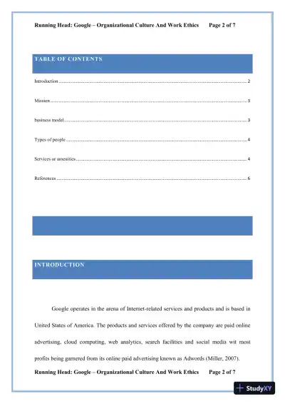 Google � Organizational Culture and Work Ethics - Page 3 preview image