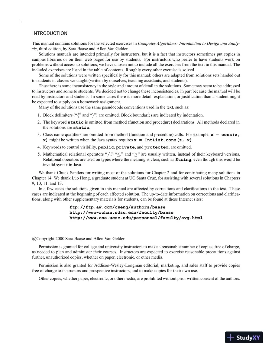 Solution Manual for Computer Algorithms: Introduction to Design and Analysis, 3rd Edition, page 3
