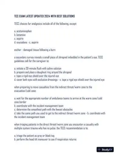 2024 TCC Comprehensive Practice Exam With Answers (67 Solved Questions) - Page 1 preview image