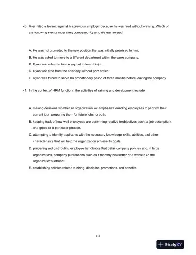 Test Bank For Fundamentals Of Human Resource Management, 6th Edition - Page 12 preview image