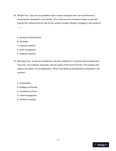 Test Bank For Fundamentals Of Human Resource Management, 6th Edition - Page 15 preview image
