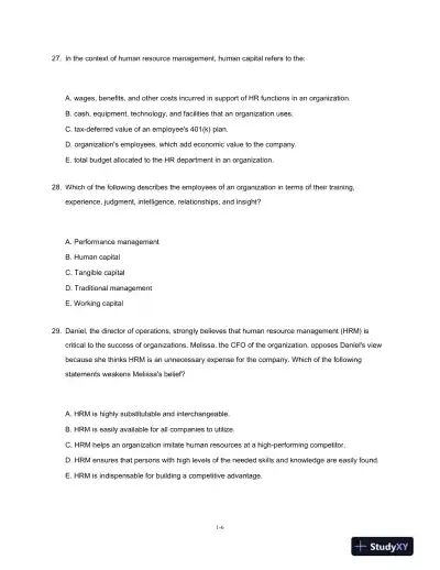 Test Bank For Fundamentals Of Human Resource Management, 6th Edition - Page 7 preview image