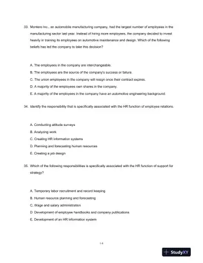 Test Bank For Fundamentals Of Human Resource Management, 6th Edition - Page 9 preview image