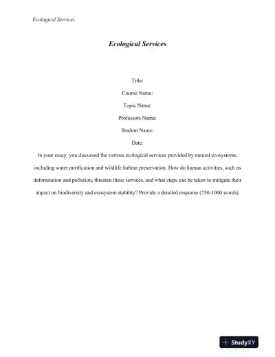 The Impact of Human Activities on Ecological Services and Biodiversity Conservation - Page 1 preview image