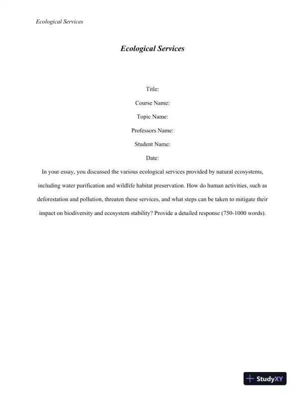 The Impact of Human Activities on Ecological Services and Biodiversity Conservation - Page 1 preview image