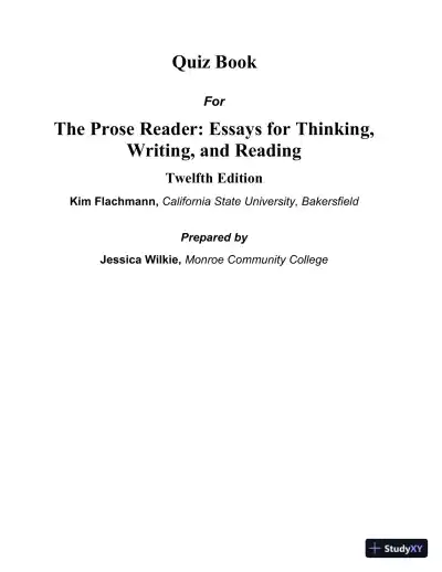 Solution Manual for Prose Reader: Essays for Thinking, Reading and Writing, 12th Edition - Page 1 preview image