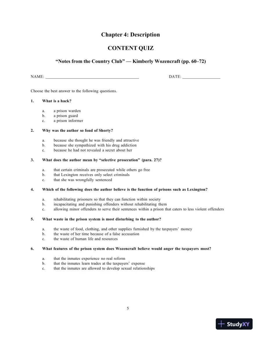 Solution Manual for Prose Reader: Essays for Thinking, Reading and Writing, 12th Edition, page 10