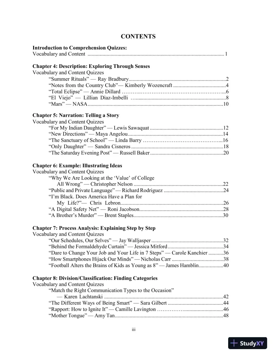 Solution Manual for Prose Reader: Essays for Thinking, Reading and Writing, 12th Edition, page 3