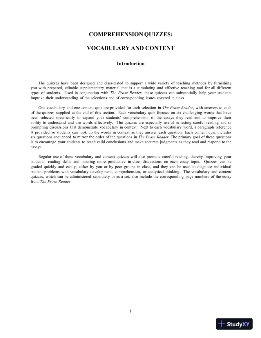 Solution Manual for Prose Reader: Essays for Thinking, Reading and Writing, 12th Edition, page 6