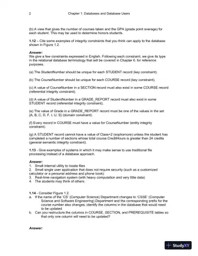 Solution Manual for Fundamentals of Database Systems , 7th Edition - Page 3 preview image