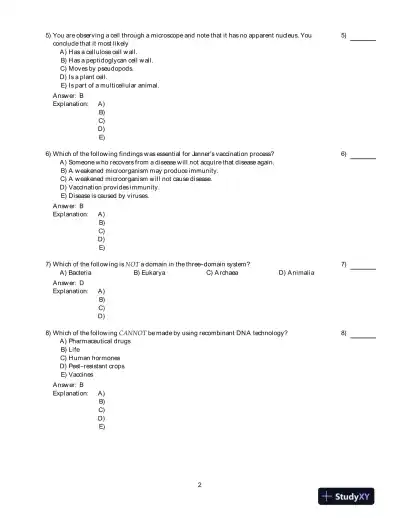 Microbiology, An Introduction , 10th Edition Test Bank - Page 3 preview image