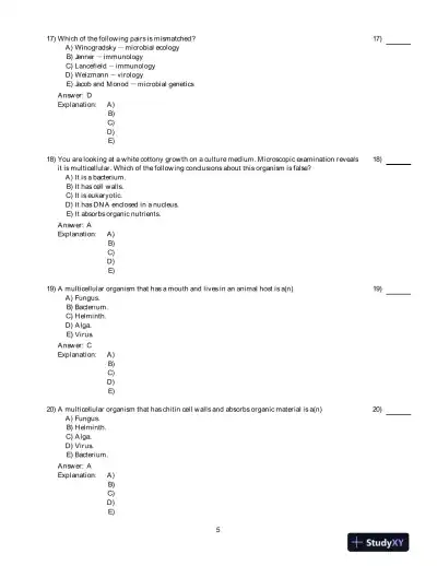 Microbiology, An Introduction , 10th Edition Test Bank - Page 6 preview image