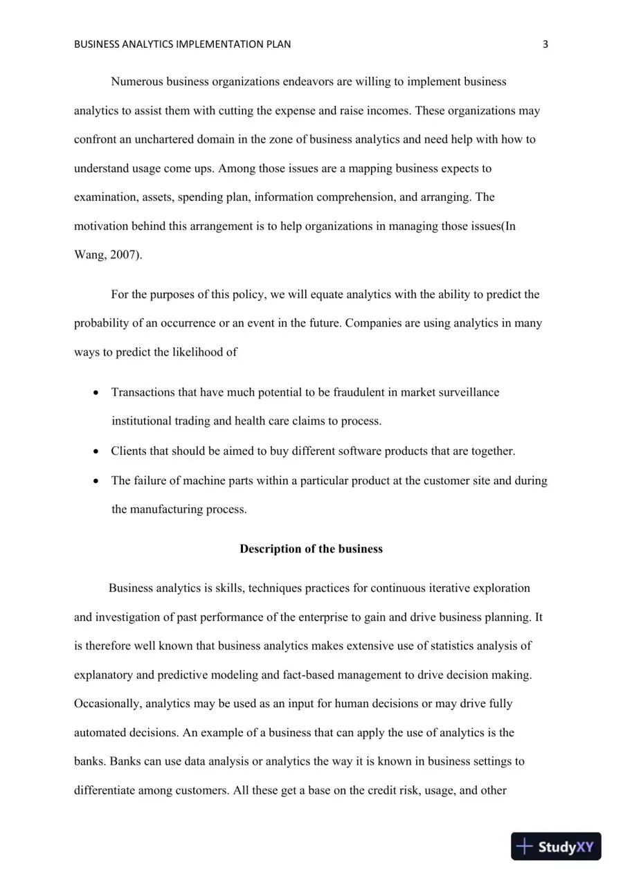Business Analytics Implementation Plan: Benefits, Challenges, and Influence on Decision-Making, page 4