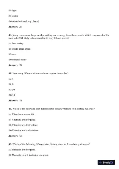 Test Bank For Understanding Nutrition 1st Edition Test Bank - Page 12 preview image