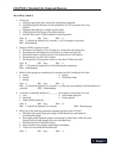 Microbiology: An Evolving Science Fourth Edition Test Bank - Page 1 preview image