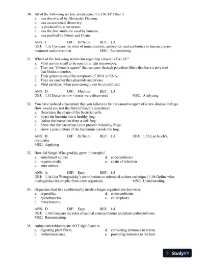 Microbiology: An Evolving Science Fourth Edition Test Bank - Page 8 preview image