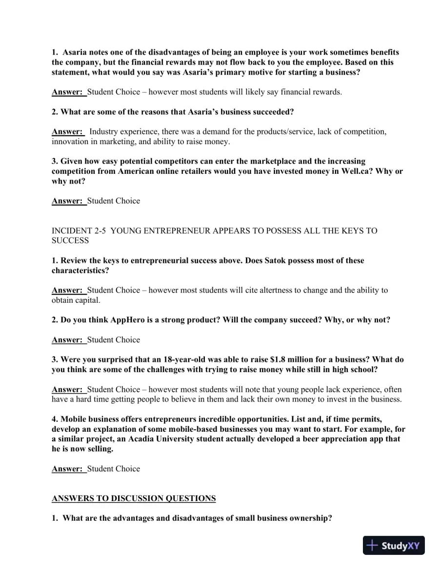 Canadian Entrepreneurship And Small Business Management, 9th Edition Solution Manual, page 10