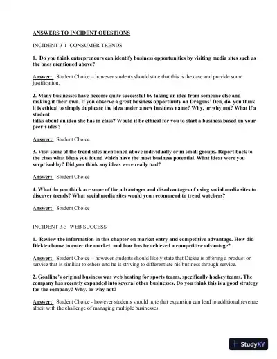 Canadian Entrepreneurship And Small Business Management, 9th Edition Solution Manual - Page 15 preview image