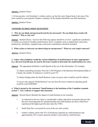 Canadian Entrepreneurship And Small Business Management, 9th Edition Solution Manual - Page 5 preview image