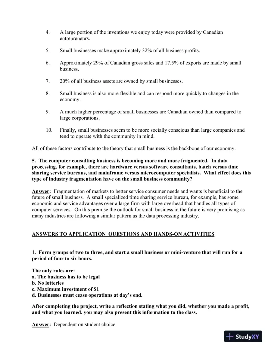 Canadian Entrepreneurship And Small Business Management, 9th Edition Solution Manual, page 6