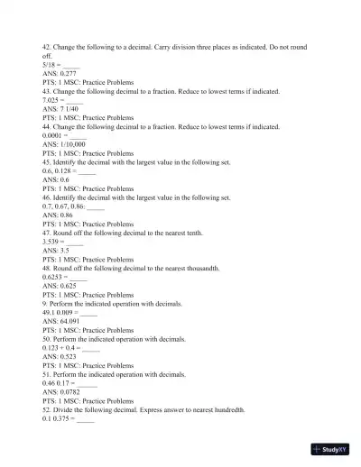 Test Bank for Henke's Med-Math: Dosage Calculation, Preparation, and Administration, 9th Edition (Chapters 1-10) - Page 6 preview image