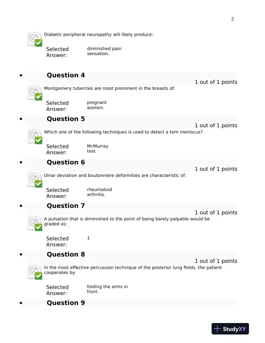 2023-2024 NURS6512 Advanced Health Assessment Final Exam Week 11 With Answers (100 Solved Questions), page 4