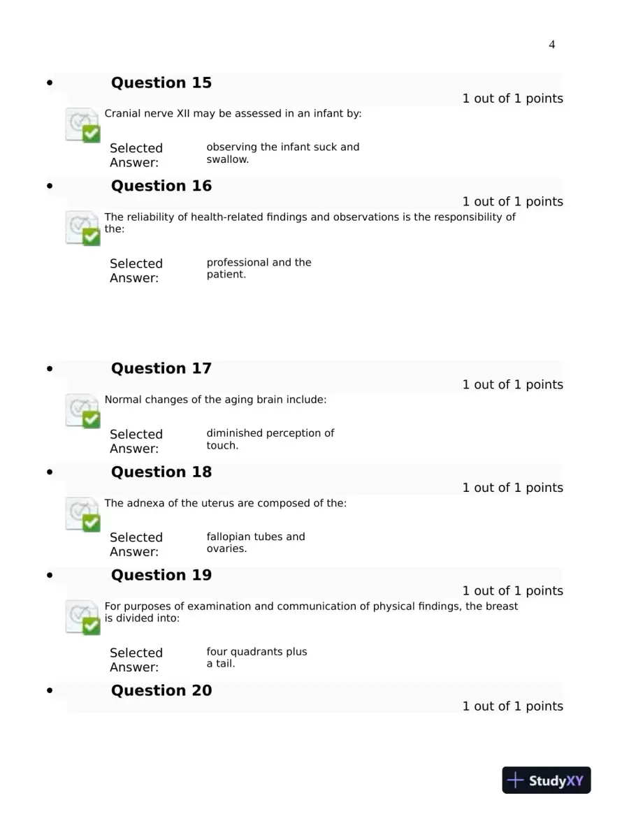 2023-2024 NURS6512 Advanced Health Assessment Final Exam Week 11 With Answers (100 Solved Questions), page 6