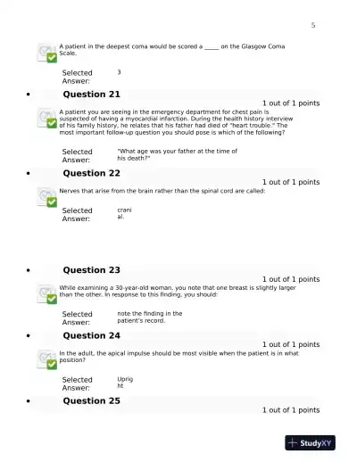 2023-2024 NURS6512 Advanced Health Assessment Final Exam Week 11 With Answers (100 Solved Questions) - Page 7 preview image