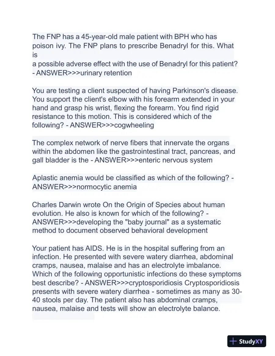 2023-2024 ANCC FNP Board Exam Latest Real Exam with Answers (150 Solved Questions), page 3