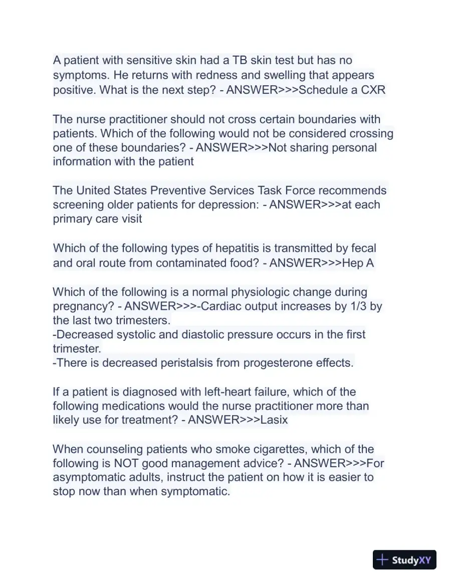 2023-2024 ANCC FNP Board Exam Latest Real Exam with Answers (150 Solved Questions), page 4
