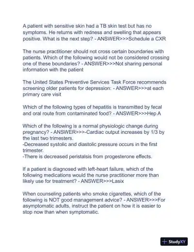 2023-2024 ANCC FNP Board Exam Latest Real Exam with Answers (150 Solved Questions) - Page 4 preview image