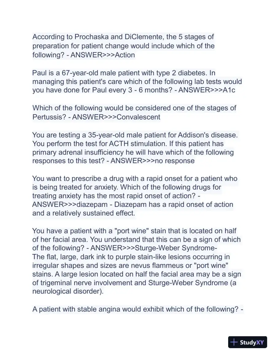 2023-2024 ANCC FNP Board Exam Latest Real Exam with Answers (150 Solved Questions), page 5