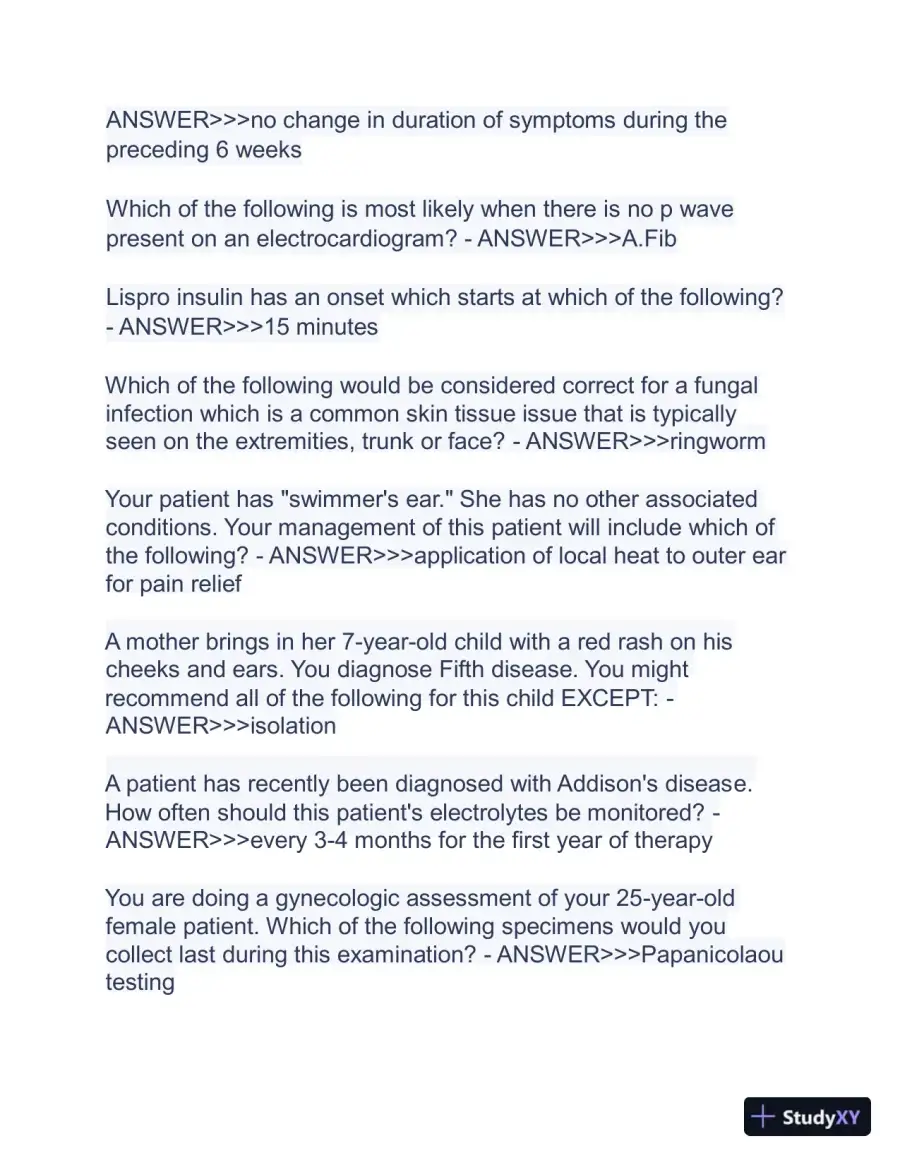 2023-2024 ANCC FNP Board Exam Latest Real Exam with Answers (150 Solved Questions), page 6