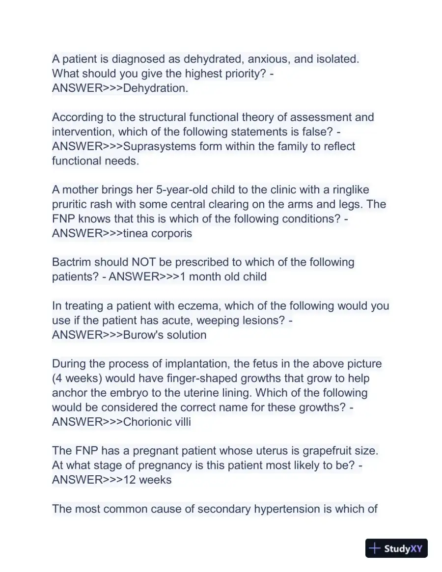 2023-2024 ANCC FNP Board Exam Latest Real Exam with Answers (150 Solved Questions), page 7