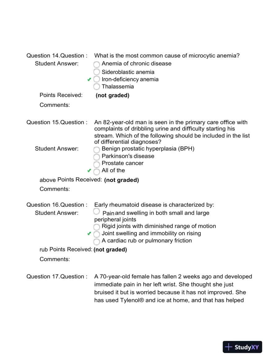2022 NR511 Clinical Analysis Final Exam Week 8 With Answers (100 Solved Questions), page 10