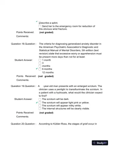2022 NR511 Clinical Analysis Final Exam Week 8 With Answers (100 Solved Questions) - Page 13 preview image