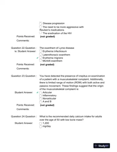 2022 NR511 Clinical Analysis Final Exam Week 8 With Answers (100 Solved Questions) - Page 16 preview image