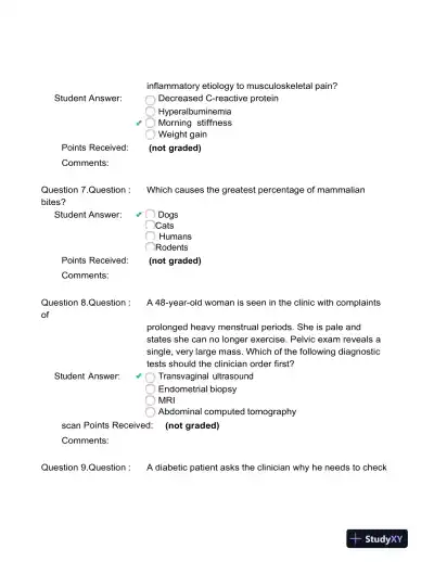 2022 NR511 Clinical Analysis Final Exam Week 8 With Answers (100 Solved Questions) - Page 5 preview image