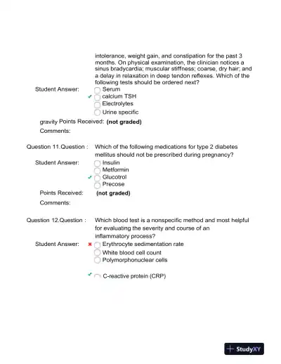 2022 NR511 Clinical Analysis Final Exam Week 8 With Answers (100 Solved Questions) - Page 8 preview image