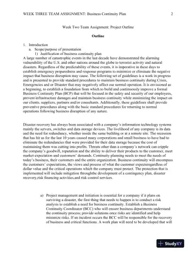 NTC/411 Week Three Team Assignment: Business Continuity Plan - Page 3 preview image