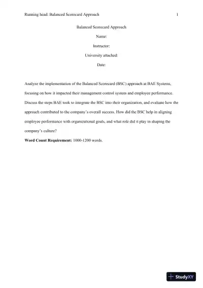 Analyzing the Impact of the Balanced Scorecard Approach at BAE Systems - Page 1 preview image