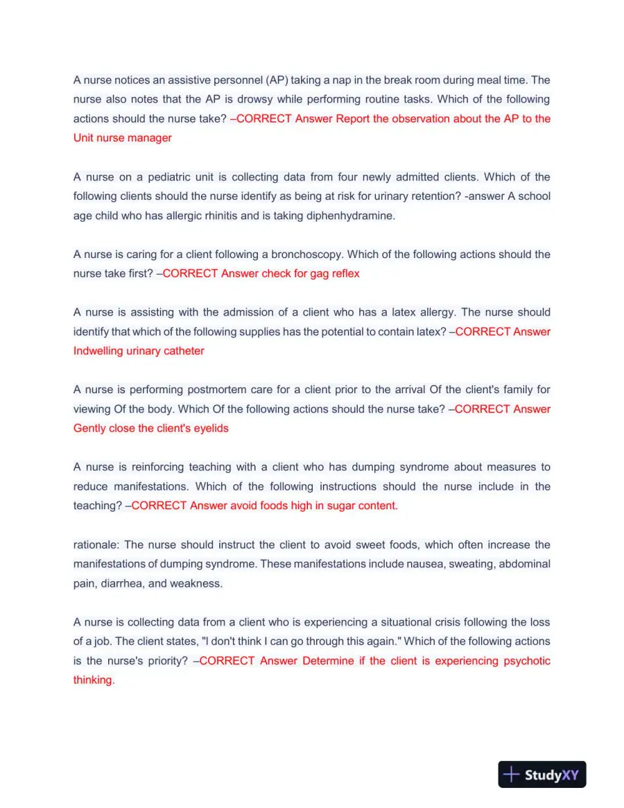 2022 ATI Nutrition Proctored Exam with Answers (58 Solved Questions), page 3