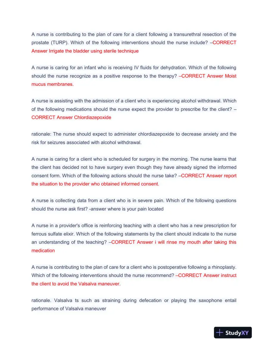 2022 ATI Nutrition Proctored Exam with Answers (58 Solved Questions), page 4