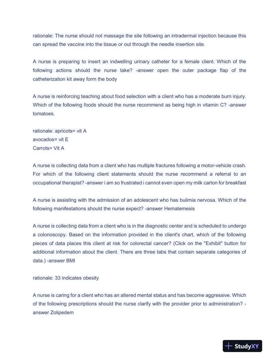 2022 ATI Nutrition Proctored Exam with Answers (58 Solved Questions), page 7