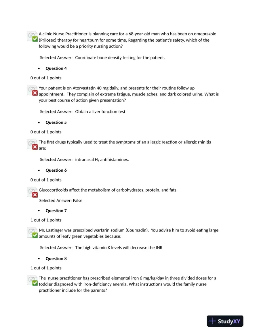 2020 NURS6521 Pharmacology Review Test Week 7 With Answers (101 Solved Questions), page 3