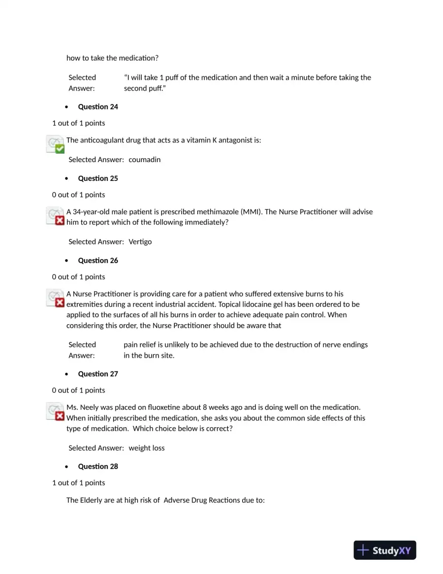 2020 NURS6521 Pharmacology Review Test Week 7 With Answers (101 Solved Questions), page 7