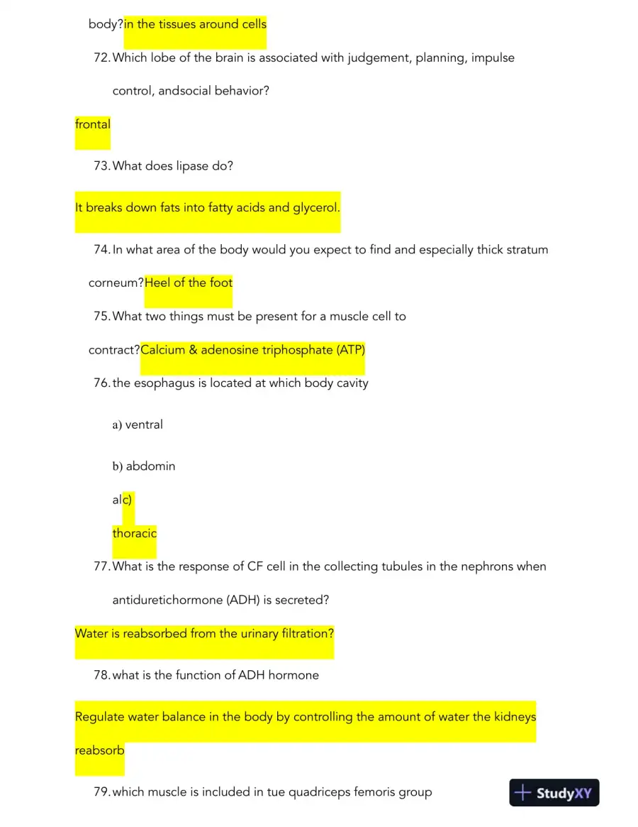 HESI Anatomy and Physiology A2 Comprehensive Real Exam With Answers (231 Solved Questions), page 12