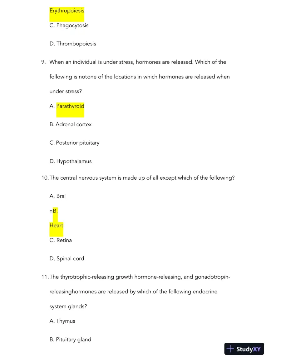 HESI Anatomy and Physiology A2 Comprehensive Real Exam With Answers (231 Solved Questions), page 3