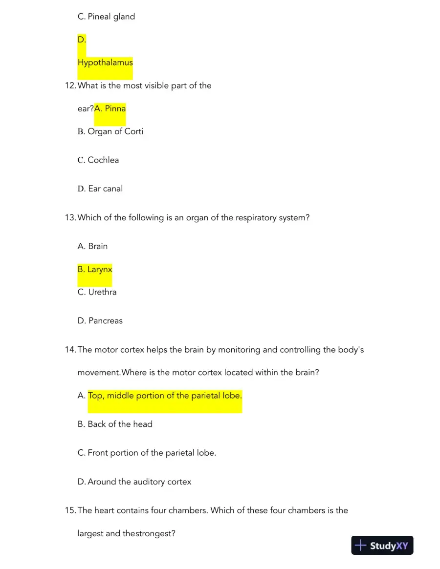 HESI Anatomy and Physiology A2 Comprehensive Real Exam With Answers (231 Solved Questions), page 4