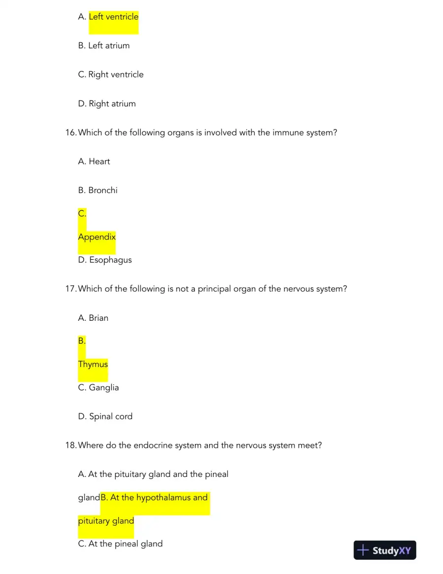 HESI Anatomy and Physiology A2 Comprehensive Real Exam With Answers (231 Solved Questions), page 5